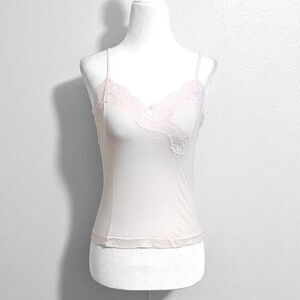 Vintage Vive La Différence Cream & Pale Pink Lace Cami Top | Size M